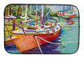 Red Sailboat Dish Drying Mat Absorbent Dish Drying Mat Pad for Kitchen Counter Dish Drainer Mat for Countertop, 14 x 21", Multicolor