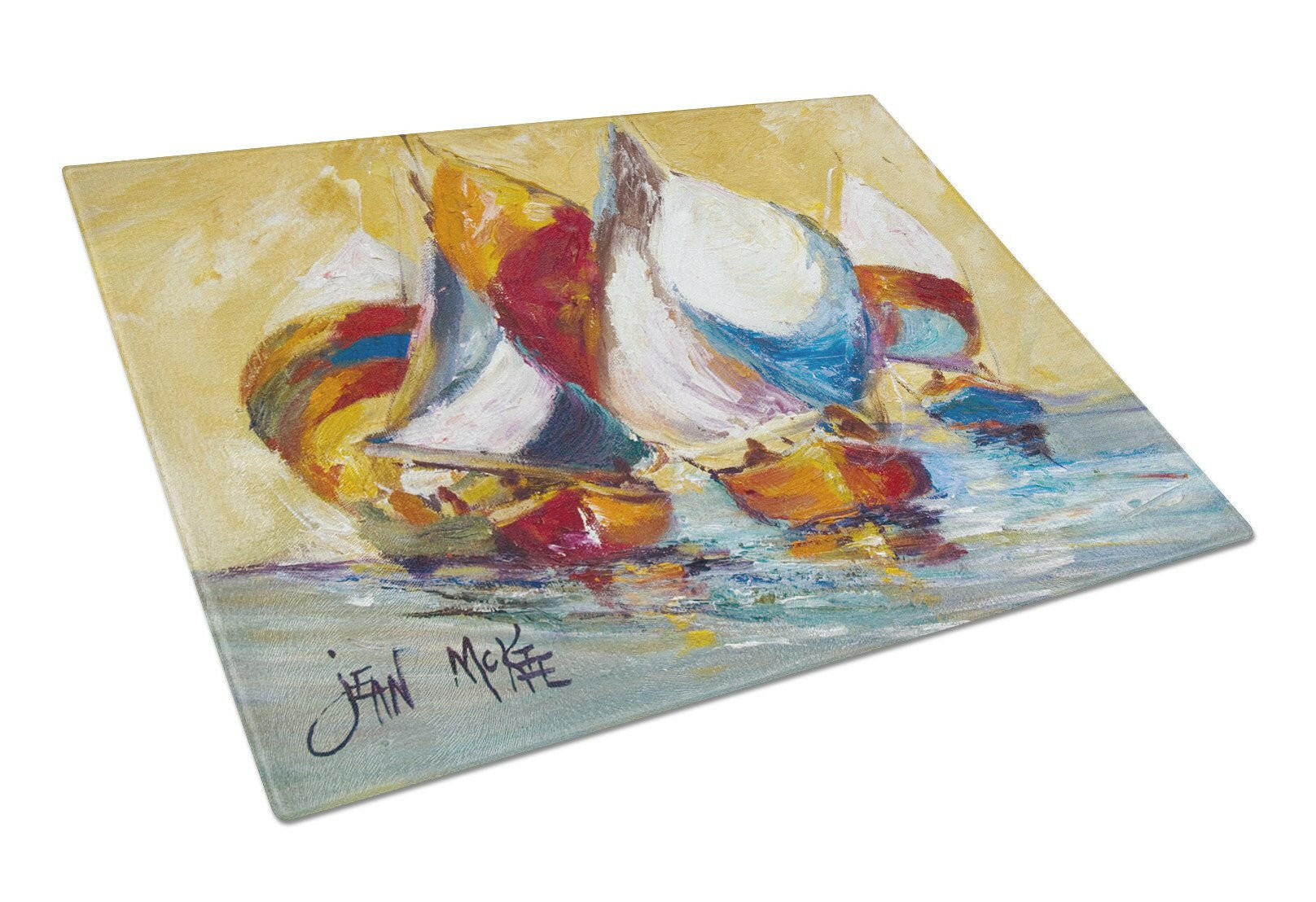 Boat Race Cutting Board Tempered Glass Kitchen Cutting Surface, Heat Resistant Chopping, Non-Slip Feet, Food Prep & Serving