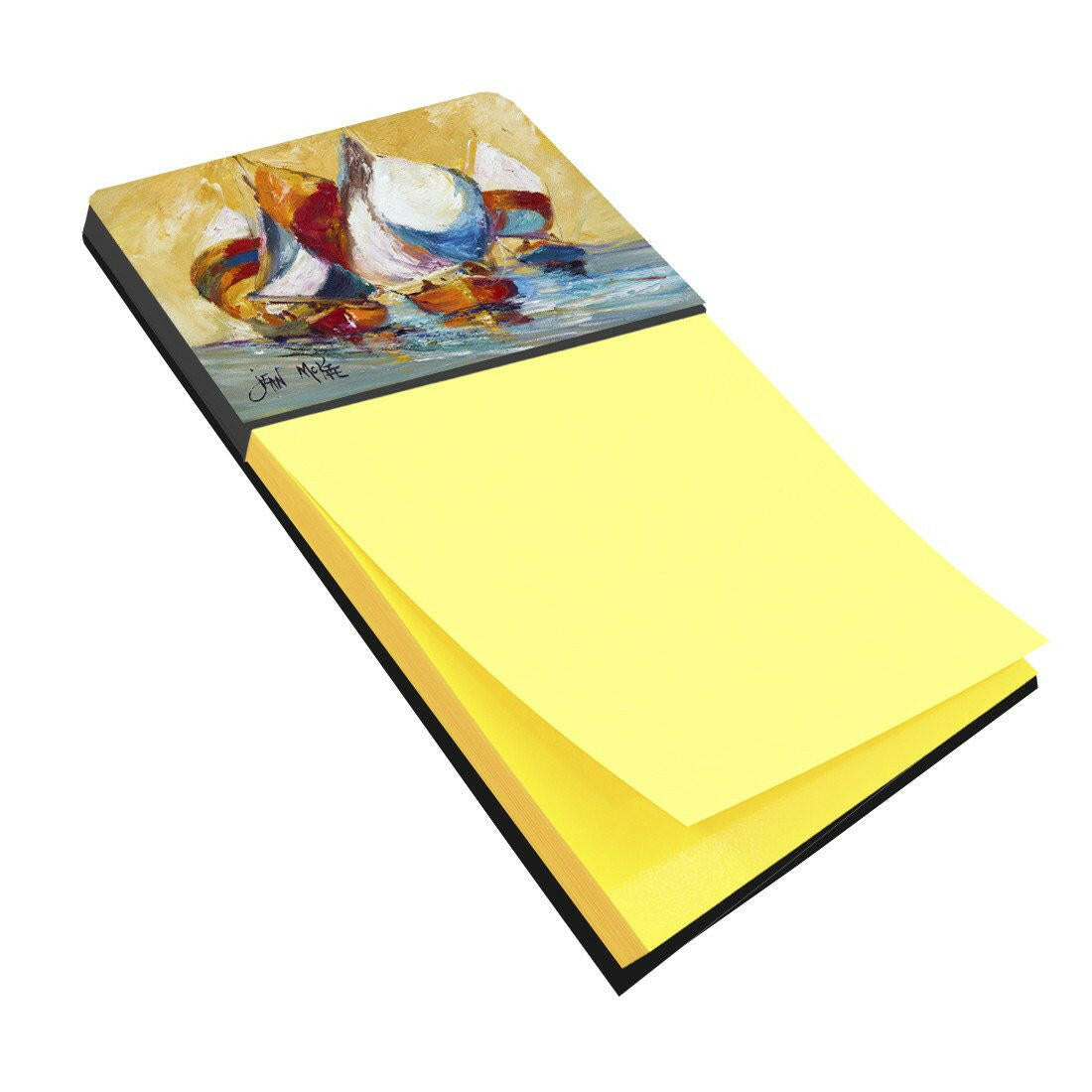 Boat Race Watercolor Sticky Note Holder Refillable Dispenser Desk Accessory 3x3 Pad Gift