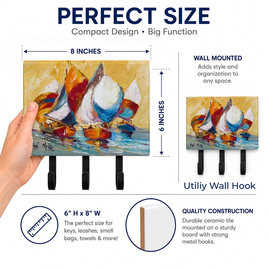Boat Race Leash or Key Holder Wall Hooks, Coat Rack Wall Mount, for Hanging Keys, Towels, Aprons, Leashes