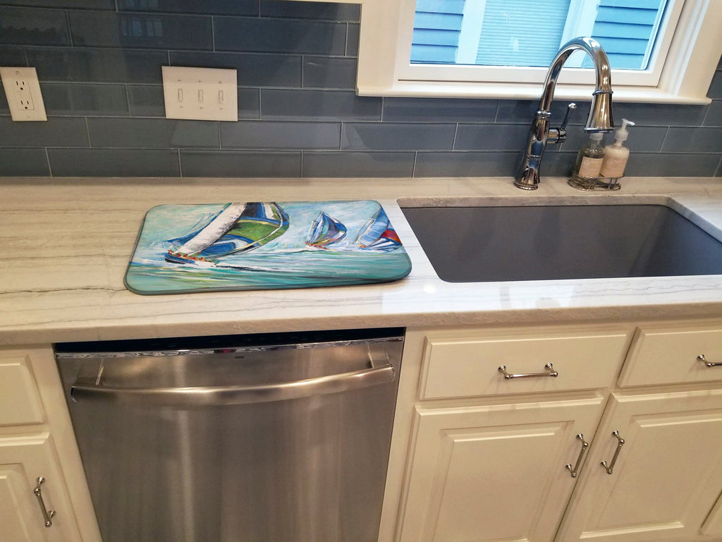 Boat Race Dish Drying Mat Absorbent Dish Drying Mat Pad for Kitchen Counter Dish Drainer Mat for Countertop, 14 x 21", Multicolor
