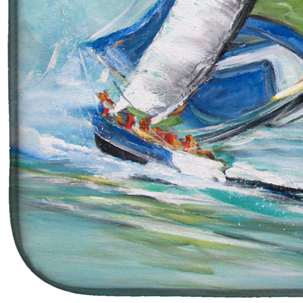 Boat Race Dish Drying Mat Absorbent Dish Drying Mat Pad for Kitchen Counter Dish Drainer Mat for Countertop, 14 x 21", Multicolor