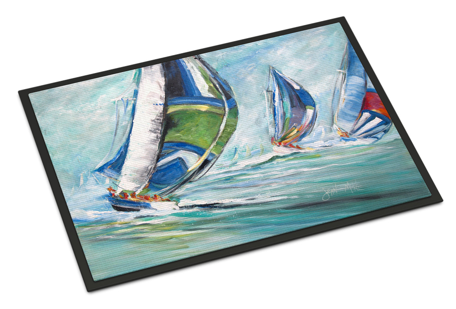 Boat Race Doormat Indoor Outdoor 24H X 36W Front Door Mat Rugs for Entryway, Non Slip Washable Low Pile,