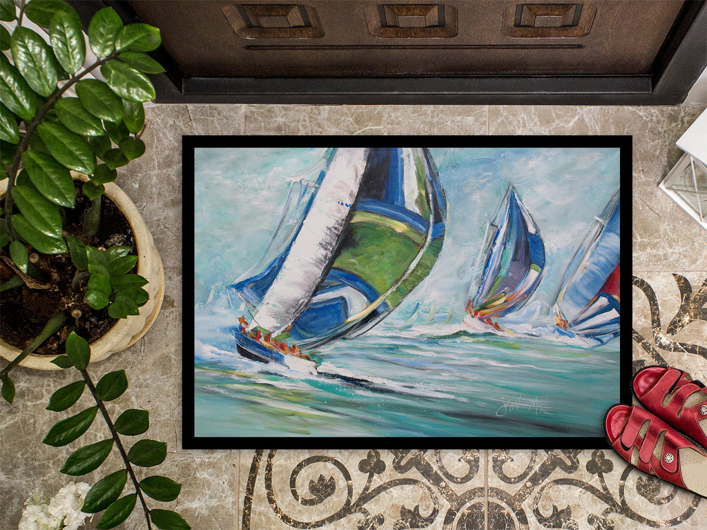 Boat Race Doormat Indoor Outdoor 24H X 36W Front Door Mat Rugs for Entryway, Non Slip Washable Low Pile,