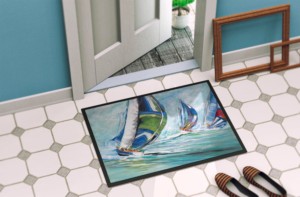 Boat Race Doormat Indoor Outdoor 24H X 36W Front Door Mat Rugs for Entryway, Non Slip Washable Low Pile,
