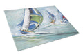 Boat Race Cutting Board Tempered Glass Kitchen Cutting Surface, Heat Resistant Chopping, Non-Slip Feet, Food Prep & Serving