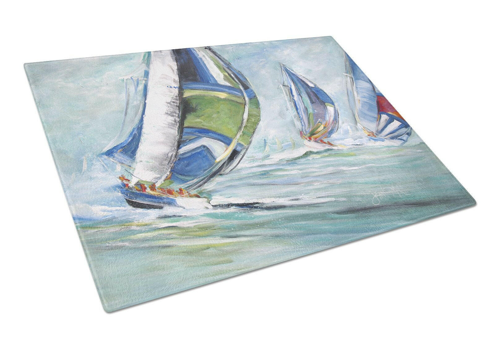 Boat Race Cutting Board Tempered Glass Kitchen Cutting Surface, Heat Resistant Chopping, Non-Slip Feet, Food Prep & Serving