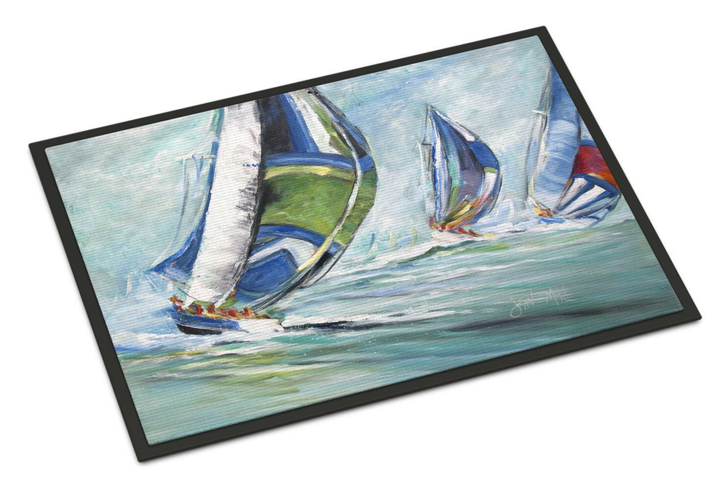 Boat Race Doormat Indoor Outdoor 18H X 27W Front Door Mat Rugs for Entryway, Non Slip Washable