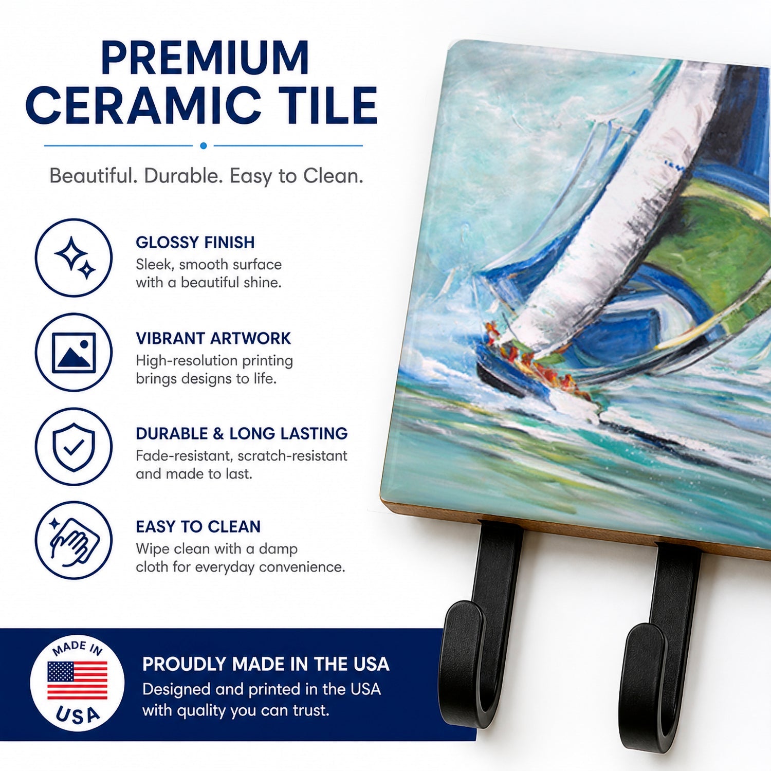 Boat Race Leash or Key Holder Wall Hooks, Coat Rack Wall Mount, for Hanging Keys, Towels, Aprons, Leashes