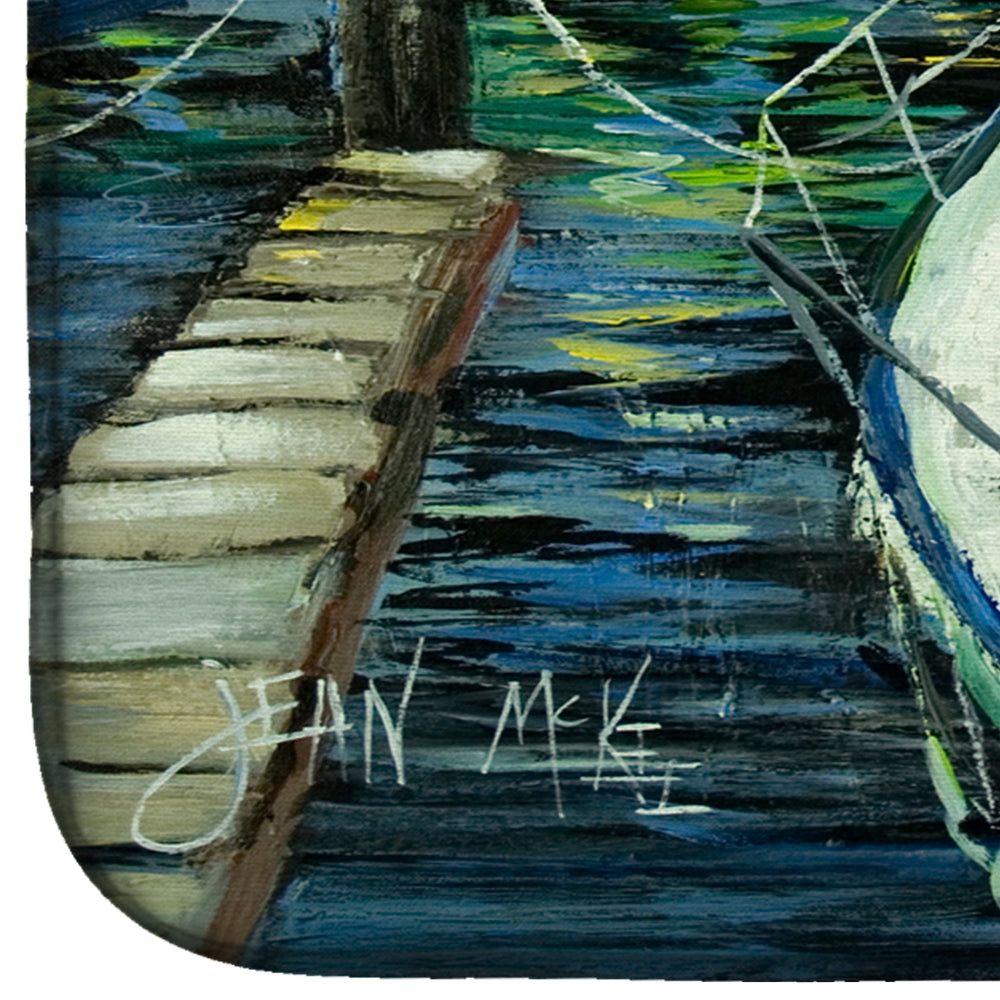 Night on the Docks Sailboat Dish Drying Mat Absorbent Dish Drying Mat Pad for Kitchen Counter Dish Drainer Mat for Countertop, 14 x 21", Multicolor
