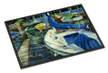 Night on the Docks Sailboat Doormat Indoor Outdoor 18H X 27W Front Door Mat Rugs for Entryway, Non Slip Washable