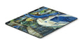 Night on the Docks Sailboat Mouse Pad, Heat Resistant Trivet Hot Pad , Non Slip Rubber Desk Mat, Kitchen Counter Protector, Home Office Decor Gift