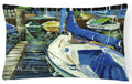 Night on the Docks Sailboat Decorative Throw Pillow 12x16 Indoor Outdoor Accent Cushion, Fabric Cover with Insert for Sofa, Bed, Porch & Living Room