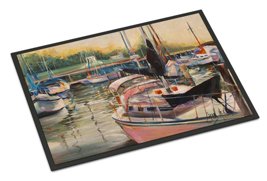 Black Sails Sailboat Doormat Indoor Outdoor 24H X 36W Front Door Mat Rugs for Entryway, Non Slip Washable Low Pile,
