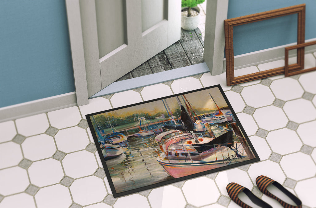Black Sails Sailboat Doormat Indoor Outdoor 24H X 36W Front Door Mat Rugs for Entryway, Non Slip Washable Low Pile,