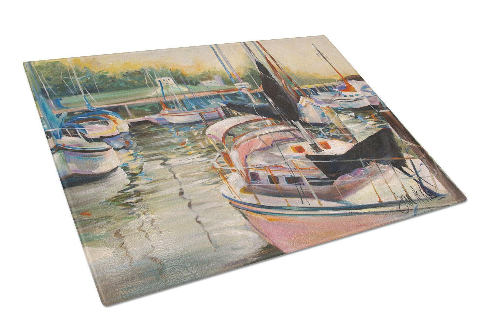 Black Sails Sailboat Cutting Board Tempered Glass Kitchen Cutting Surface, Heat Resistant Chopping, Non-Slip Feet, Food Prep & Serving