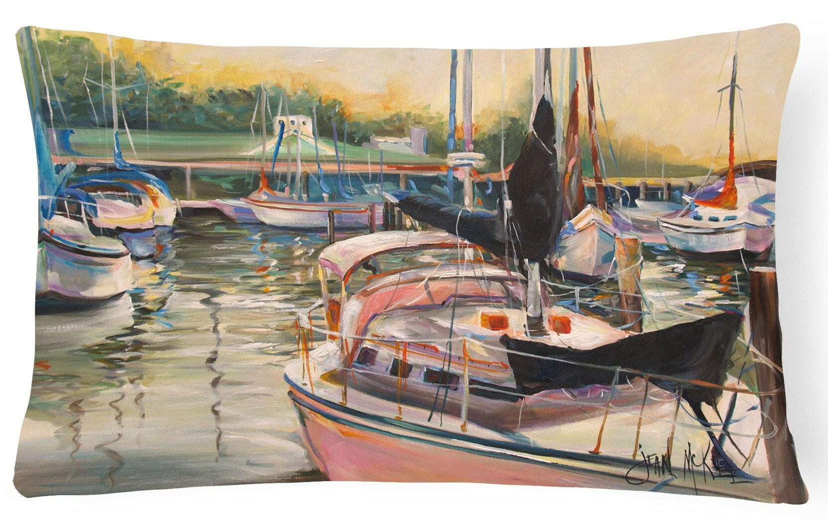 Black Sails Sailboat Decorative Throw Pillow 12x16 Indoor Outdoor Accent Cushion, Fabric Cover with Insert for Sofa, Bed, Porch & Living Room