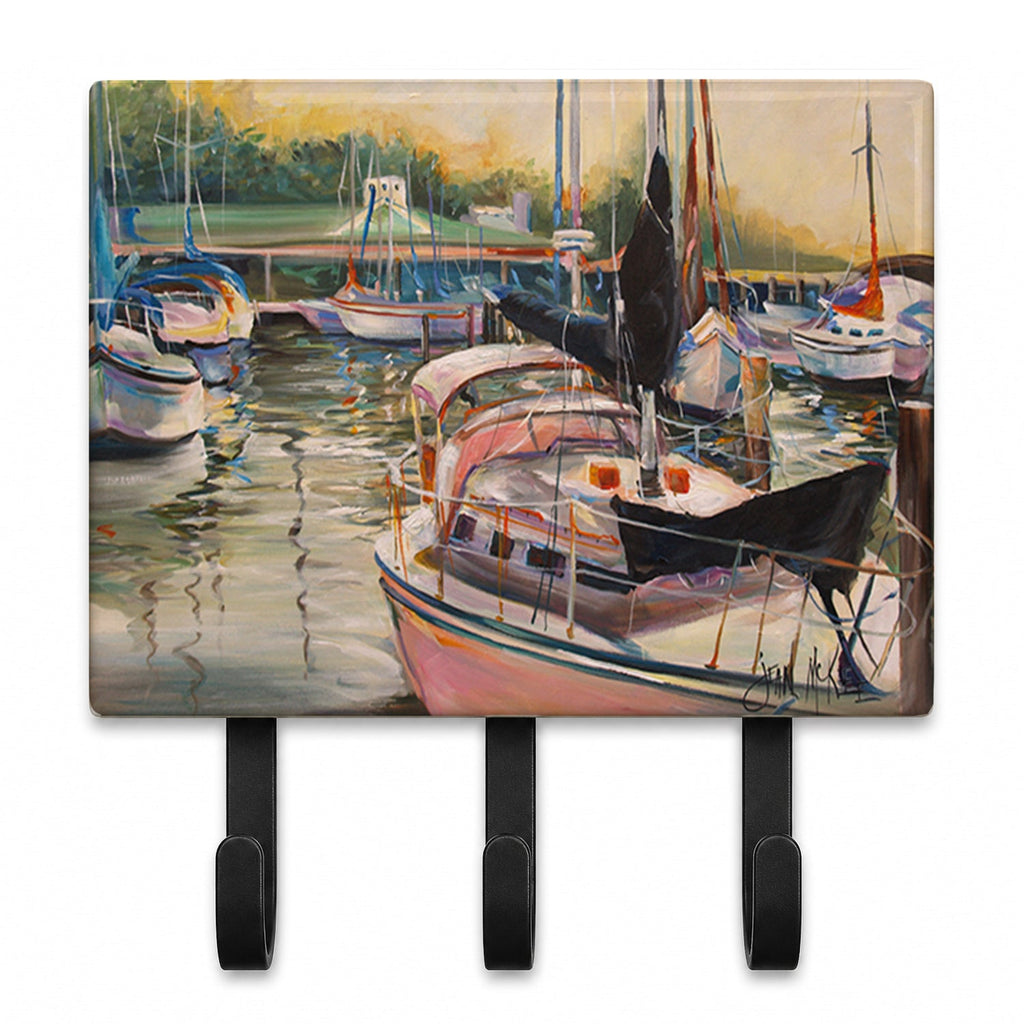 Black Sails Sailboat Leash or Key Holder Wall Hooks, Coat Rack Wall Mount, for Hanging Keys, Towels, Aprons, Leashes