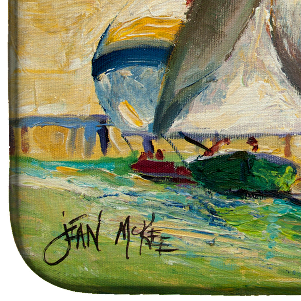 Bimini Sails Sailboat Dish Drying Mat Absorbent Dish Drying Mat Pad for Kitchen Counter Dish Drainer Mat for Countertop, 14 x 21", Multicolor