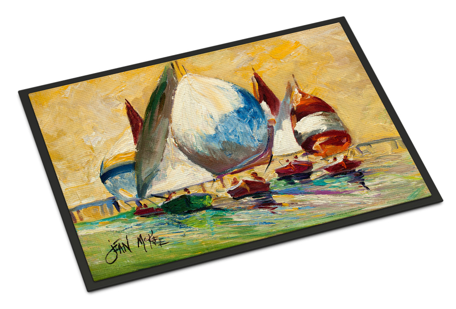 Bimini Sails Sailboat Doormat Indoor Outdoor 24H X 36W Front Door Mat Rugs for Entryway, Non Slip Washable Low Pile,