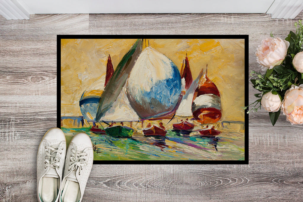 Bimini Sails Sailboat Doormat Indoor Outdoor 24H X 36W Front Door Mat Rugs for Entryway, Non Slip Washable Low Pile,