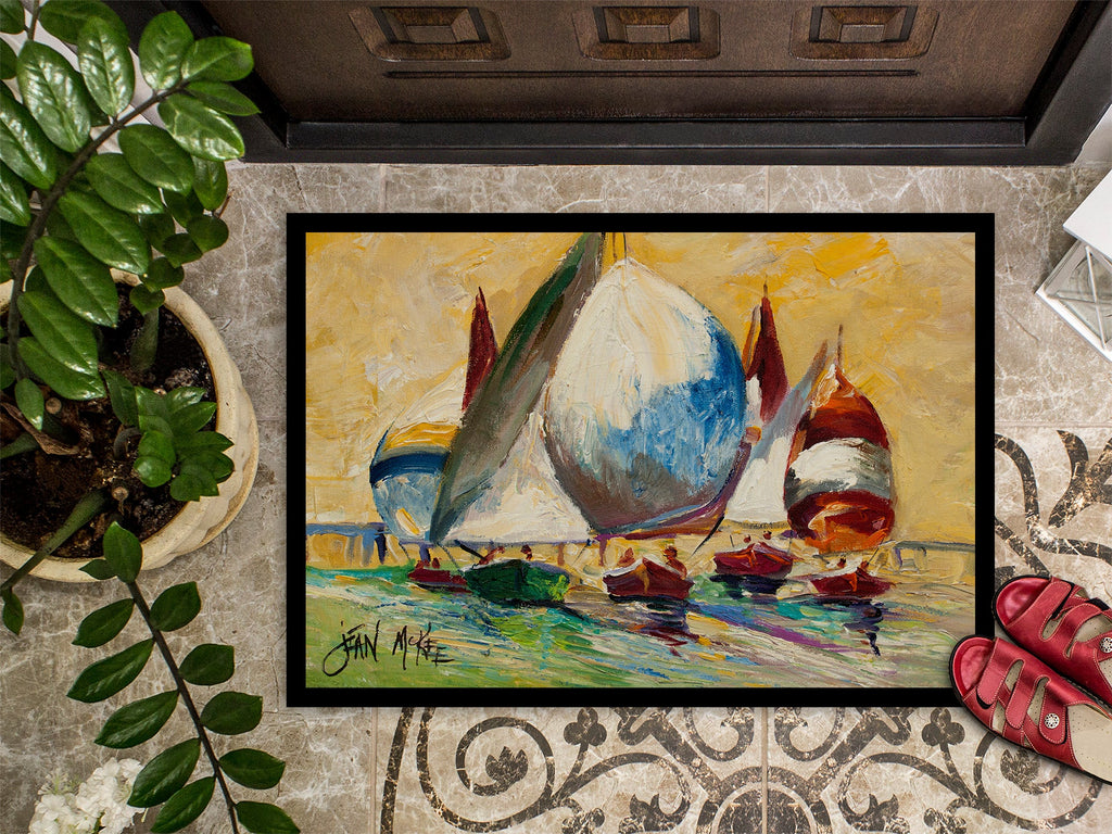 Bimini Sails Sailboat Doormat Indoor Outdoor 24H X 36W Front Door Mat Rugs for Entryway, Non Slip Washable Low Pile,