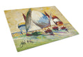 Bimini Sails Sailboat Cutting Board Tempered Glass Kitchen Cutting Surface, Heat Resistant Chopping, Non-Slip Feet, Food Prep & Serving
