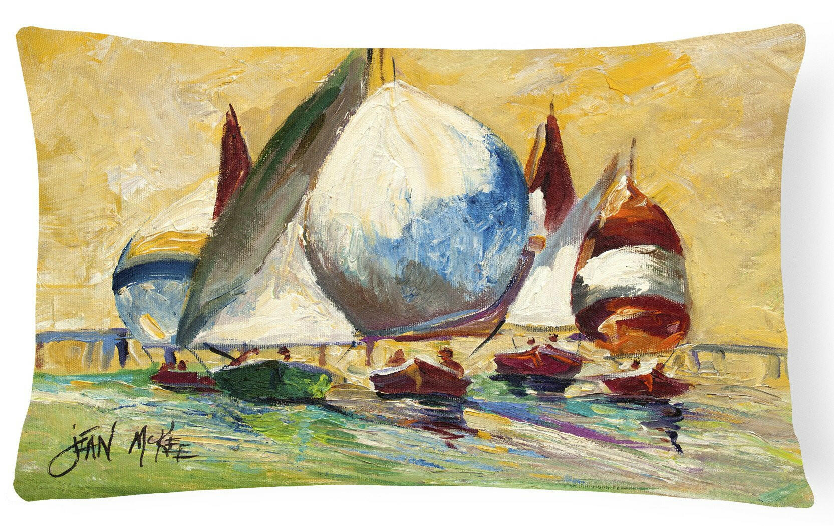 Bimini Sails Sailboat Decorative Throw Pillow 12x16 Indoor Outdoor Accent Cushion, Fabric Cover with Insert for Sofa, Bed, Porch & Living Room