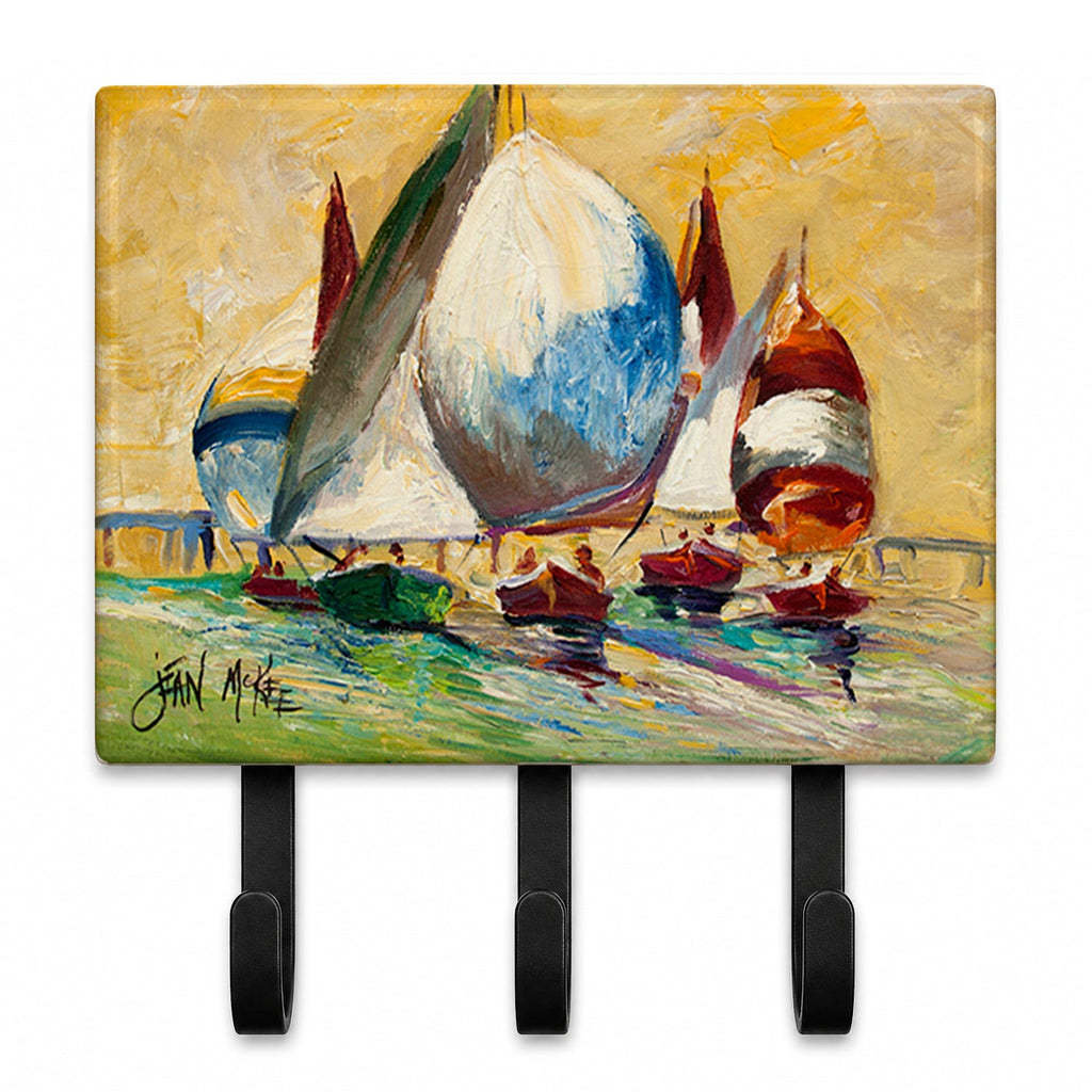 Bimini Sails Sailboat Leash or Key Holder Wall Hooks, Coat Rack Wall Mount, for Hanging Keys, Towels, Aprons, Leashes