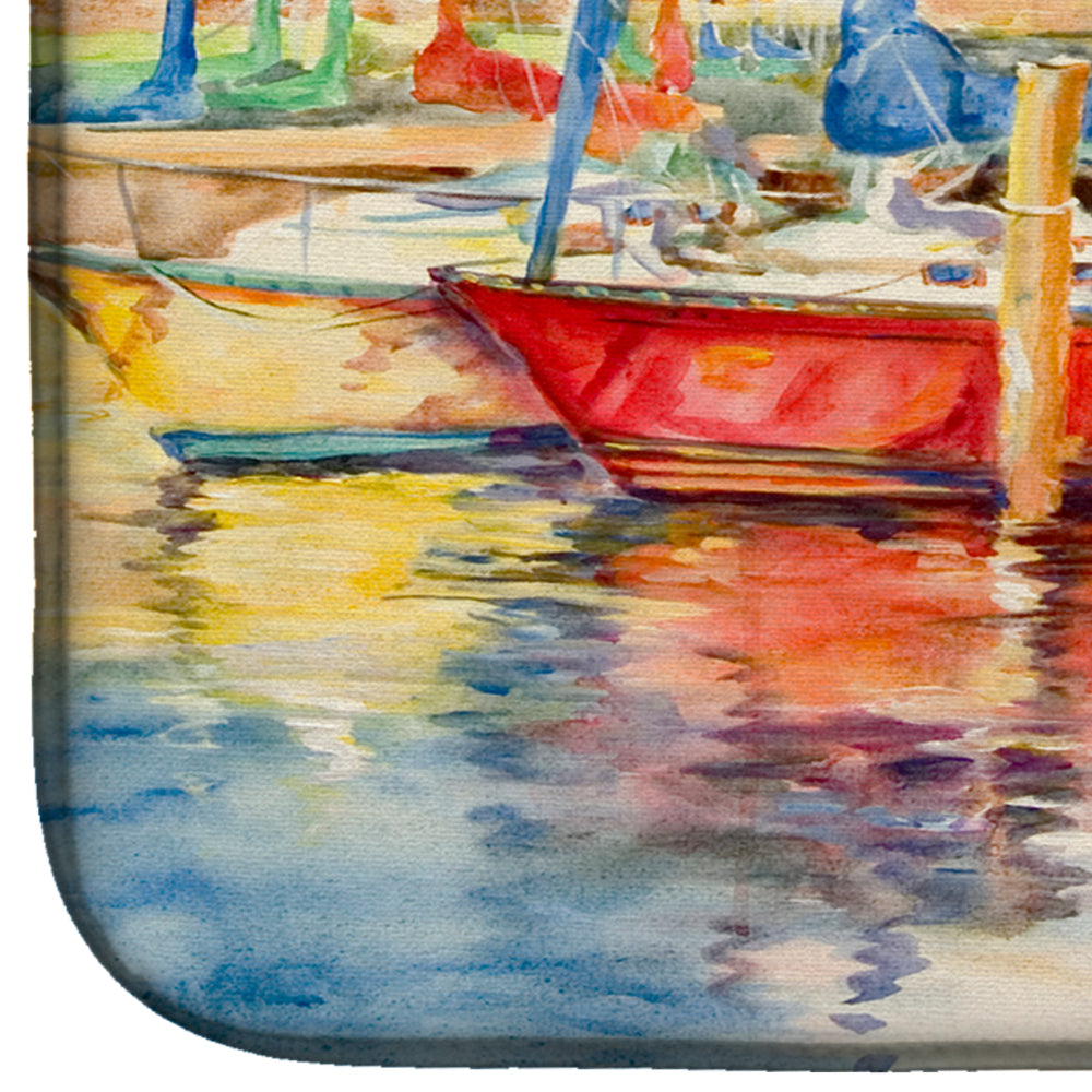 Three Boats Sailboats Dish Drying Mat Absorbent Dish Drying Mat Pad for Kitchen Counter Dish Drainer Mat for Countertop, 14 x 21", Multicolor