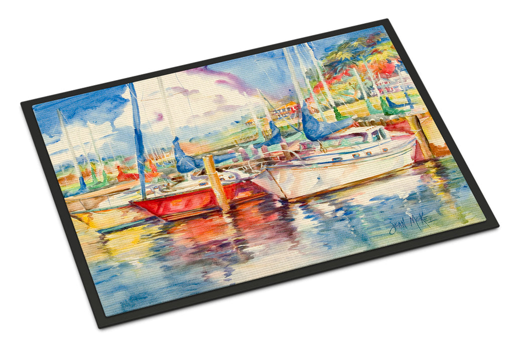 Three Boats Sailboats Doormat Indoor Outdoor 24H X 36W Front Door Mat Rugs for Entryway, Non Slip Washable Low Pile,