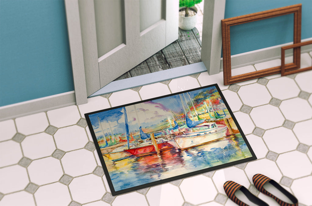 Three Boats Sailboats Doormat Indoor Outdoor 24H X 36W Front Door Mat Rugs for Entryway, Non Slip Washable Low Pile,