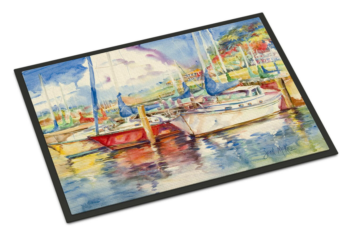 Three Boats Sailboats Doormat Indoor Outdoor 18H X 27W Front Door Mat Rugs for Entryway, Non Slip Washable