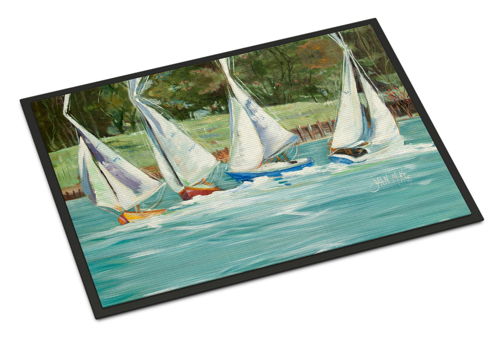 Sailboats on the bay Doormat Indoor Outdoor 24H X 36W Front Door Mat Rugs for Entryway, Non Slip Washable Low Pile,