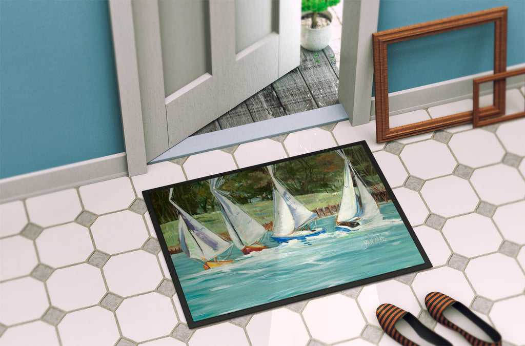 Sailboats on the bay Doormat Indoor Outdoor 24H X 36W Front Door Mat Rugs for Entryway, Non Slip Washable Low Pile,