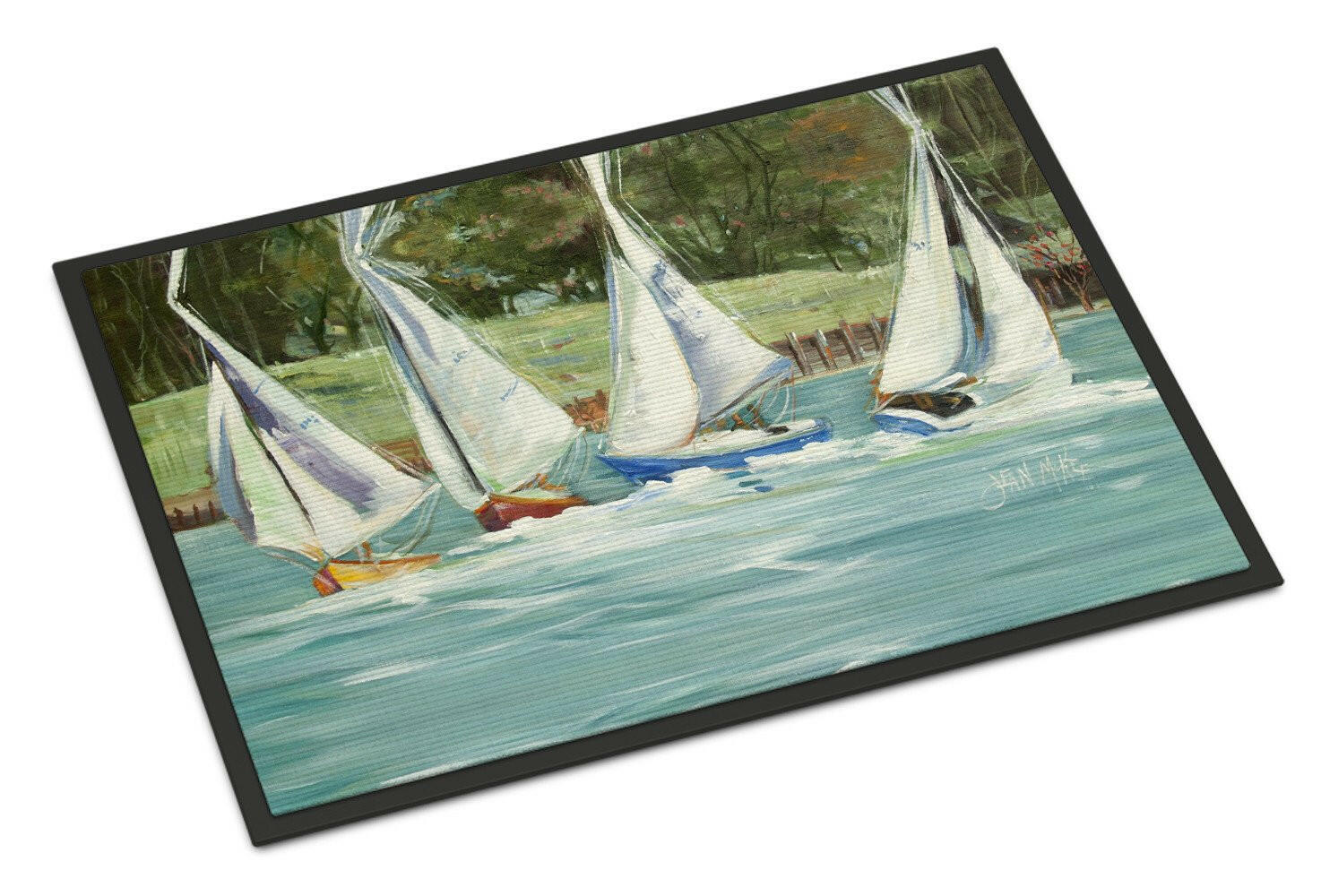 Sailboats on the bay Doormat Indoor Outdoor 18H X 27W Front Door Mat Rugs for Entryway, Non Slip Washable