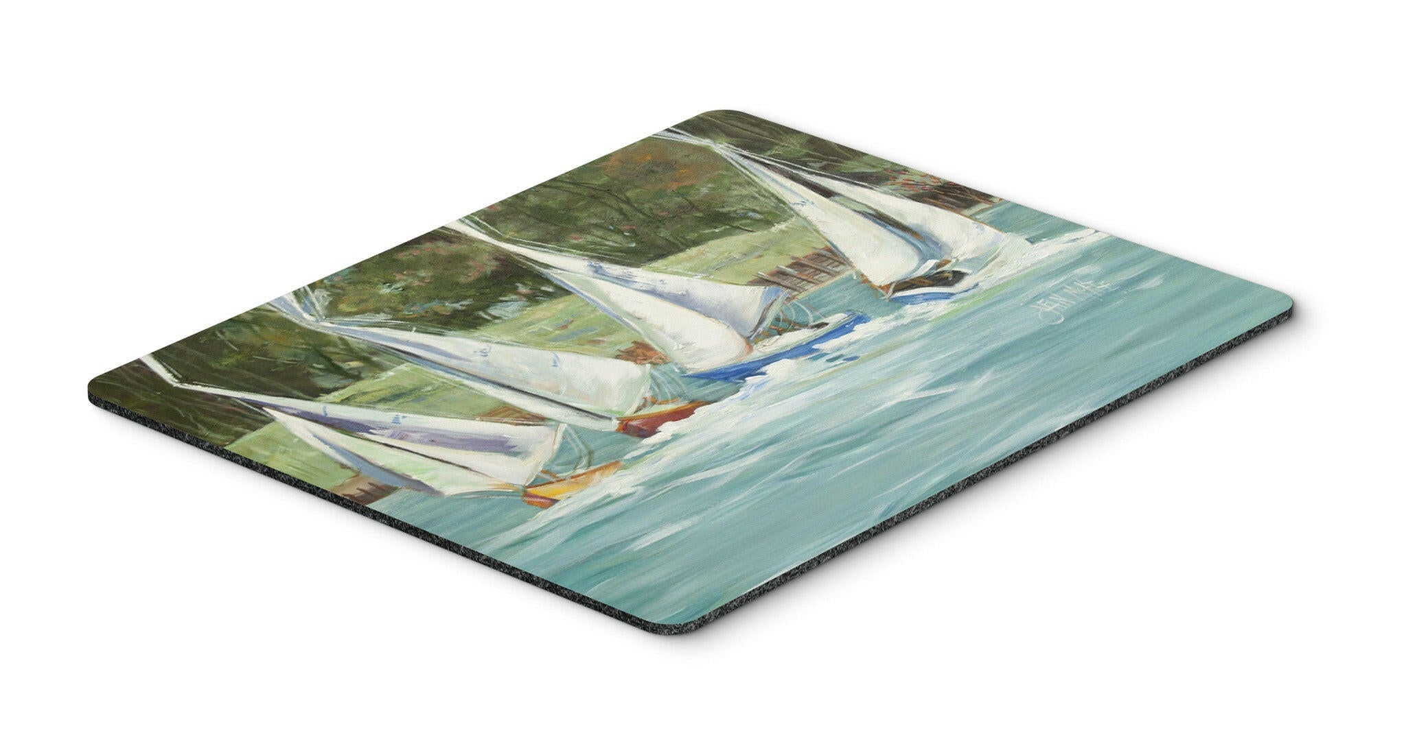 Sailboats on the bay Mouse Pad, Heat Resistant Trivet Hot Pad , Non Slip Rubber Desk Mat, Kitchen Counter Protector, Home Office Decor Gift