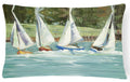 Sailboats on the bay Decorative Throw Pillow 12x16 Indoor Outdoor Accent Cushion, Fabric Cover with Insert for Sofa, Bed, Porch & Living Room