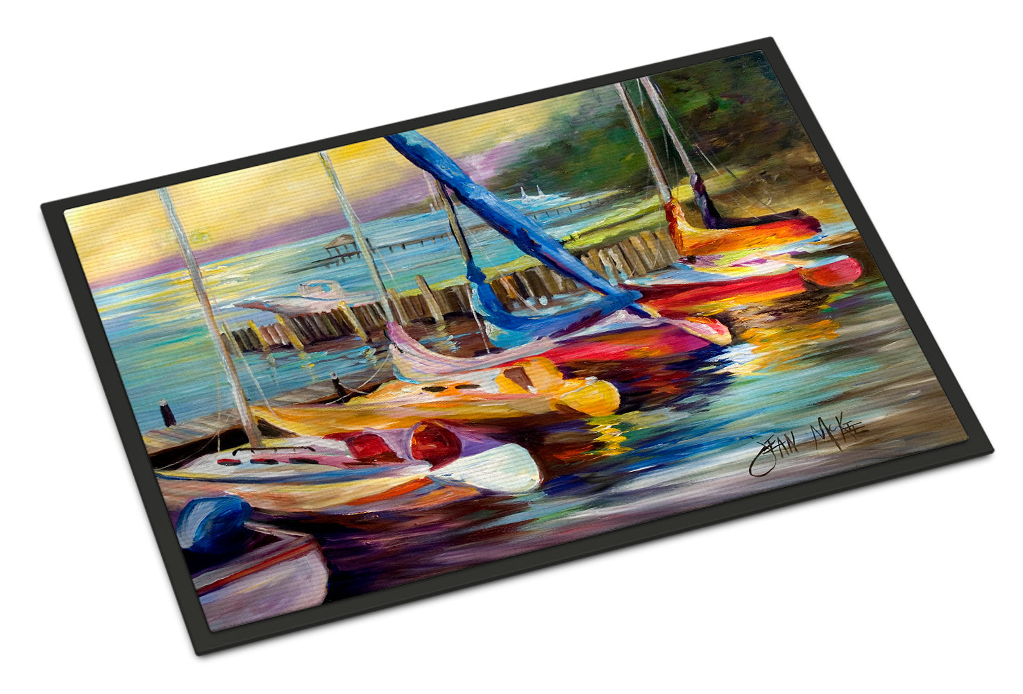 Sailboats at sunset Doormat Indoor Outdoor 24H X 36W Front Door Mat Rugs for Entryway, Non Slip Washable Low Pile,