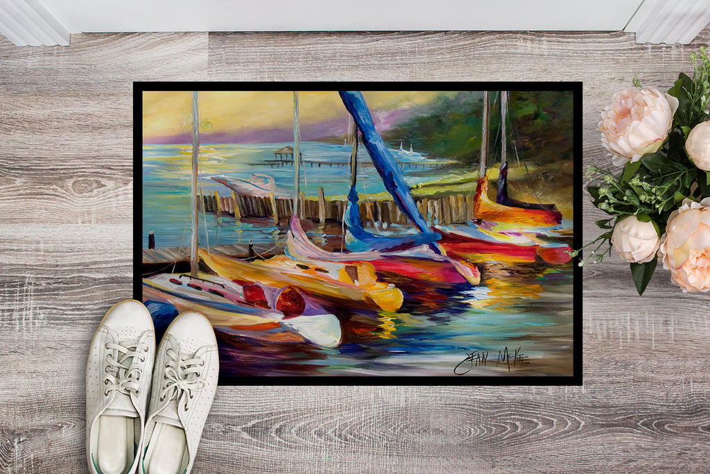 Sailboats at sunset Doormat Indoor Outdoor 24H X 36W Front Door Mat Rugs for Entryway, Non Slip Washable Low Pile,