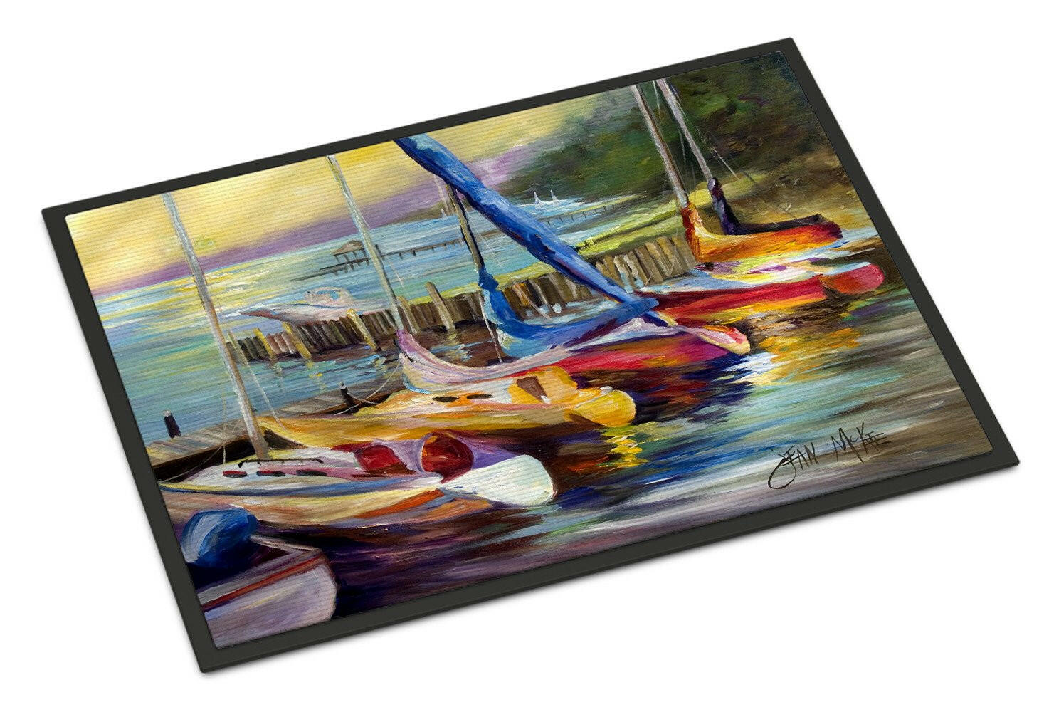Sailboats at sunset Doormat Indoor Outdoor 18H X 27W Front Door Mat Rugs for Entryway, Non Slip Washable