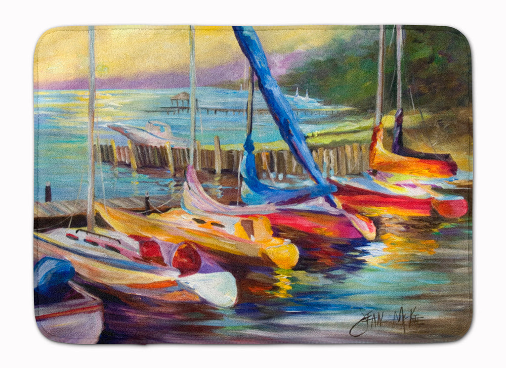 Sailboats at sunset Memory Foam Kitchen Mat Machine Washable Anti-Fatigue Cushion Comfort Bath or Kitchen Rug