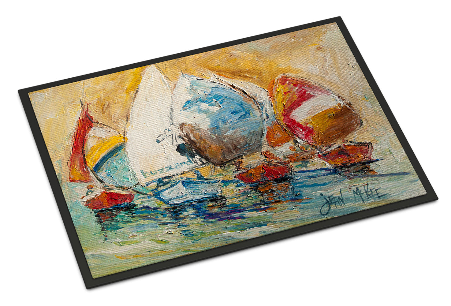 Buzzards Sailboat Race Doormat Indoor Outdoor 24H X 36W Front Door Mat Rugs for Entryway, Non Slip Washable Low Pile,