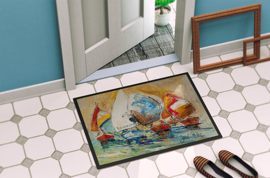 Buzzards Sailboat Race Doormat Indoor Outdoor 24H X 36W Front Door Mat Rugs for Entryway, Non Slip Washable Low Pile,