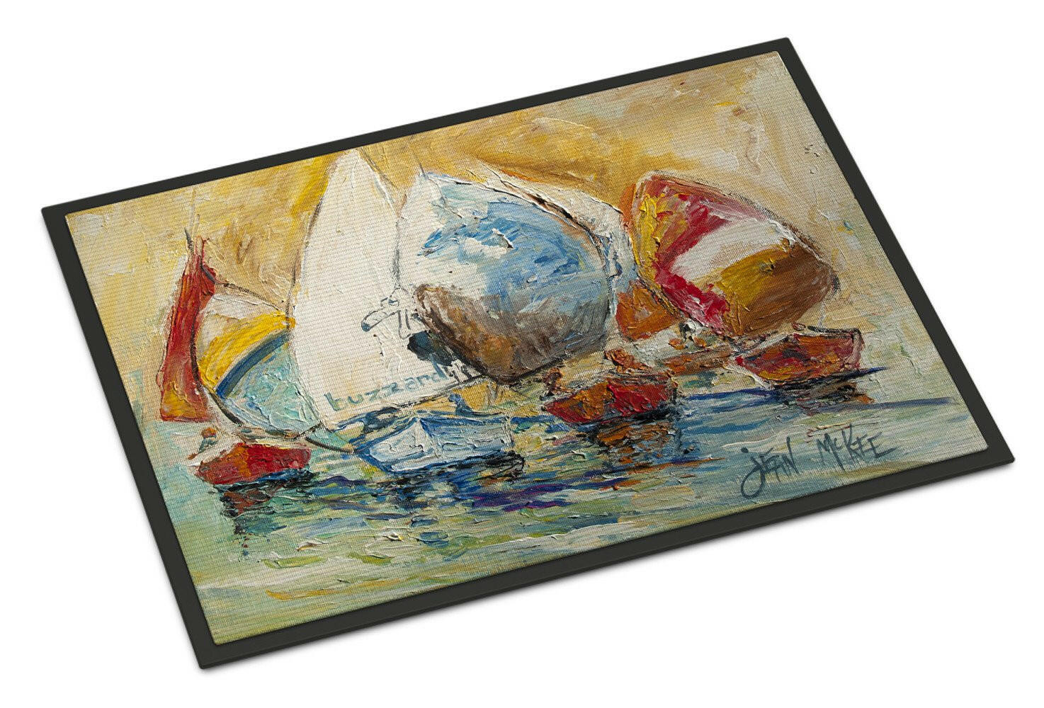 Buzzards Sailboat Race Doormat Indoor Outdoor 18H X 27W Front Door Mat Rugs for Entryway, Non Slip Washable