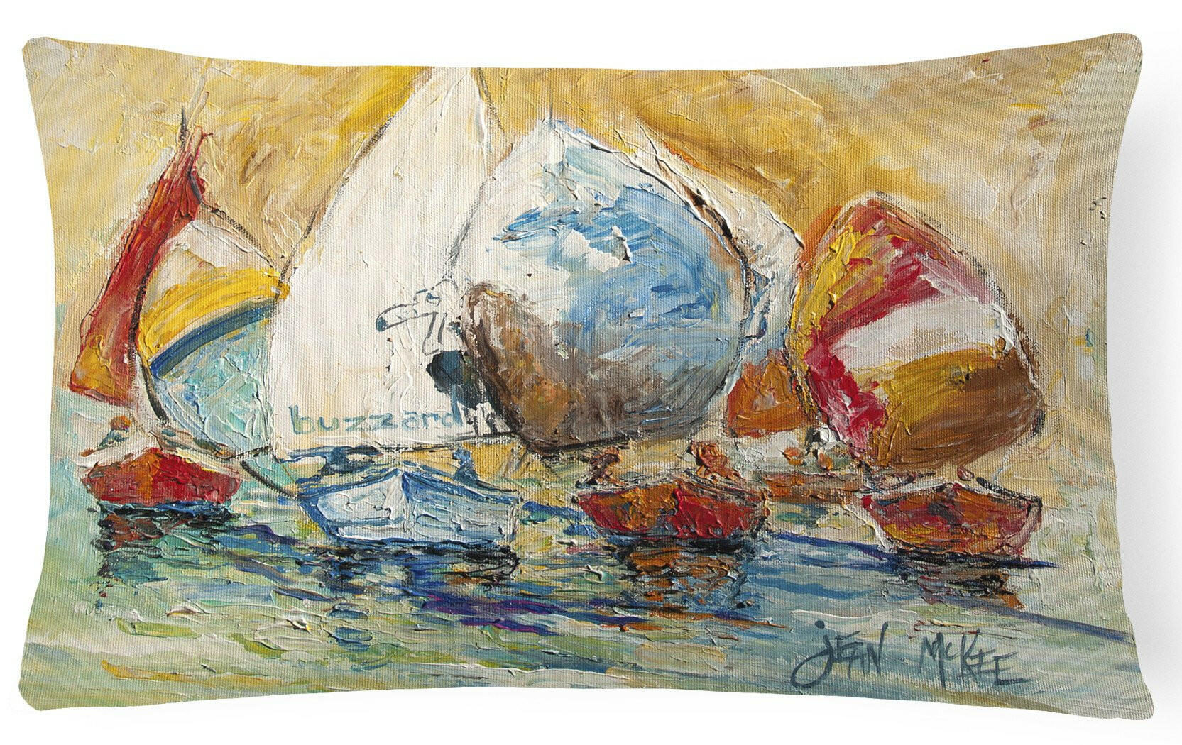 Buzzards Sailboat Race Decorative Throw Pillow 12x16 Indoor Outdoor Accent Cushion, Fabric Cover with Insert for Sofa, Bed, Porch & Living Room
