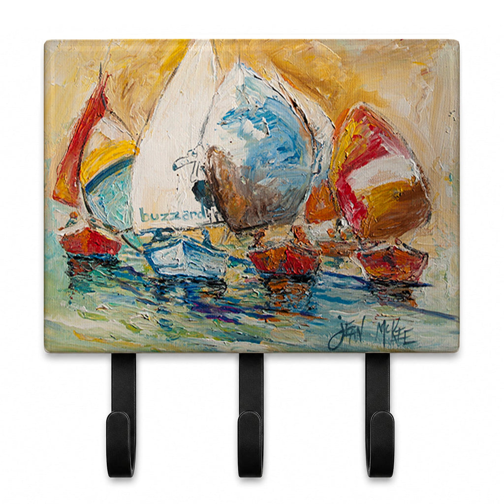 Buzzards Sailboat Race Leash or Key Holder Wall Hooks, Coat Rack Wall Mount, for Hanging Keys, Towels, Aprons, Leashes
