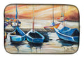 Beach View with Sailboats Dish Drying Mat Absorbent Dish Drying Mat Pad for Kitchen Counter Dish Drainer Mat for Countertop, 14 x 21", Multicolor