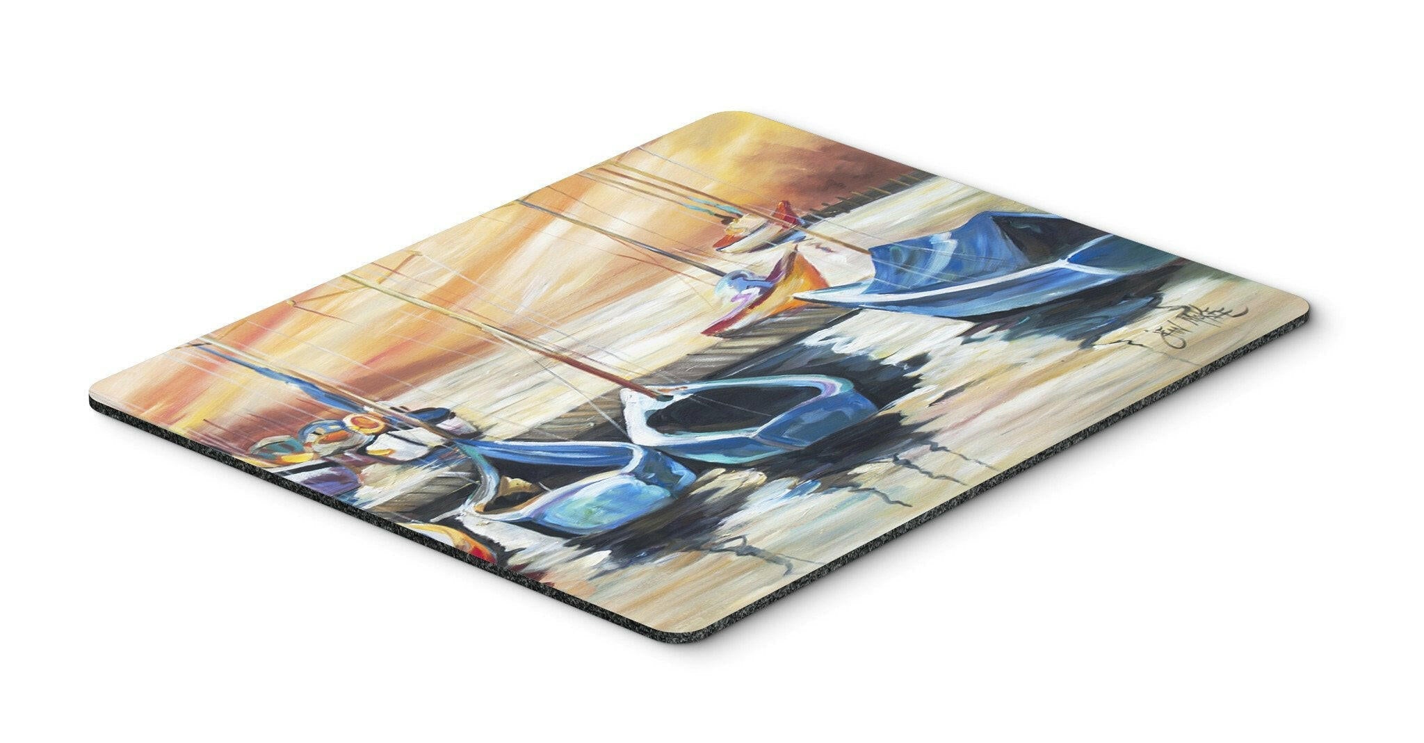 Beach View with Sailboats Mouse Pad, Heat Resistant Trivet Hot Pad , Non Slip Rubber Desk Mat, Kitchen Counter Protector, Home Office Decor Gift