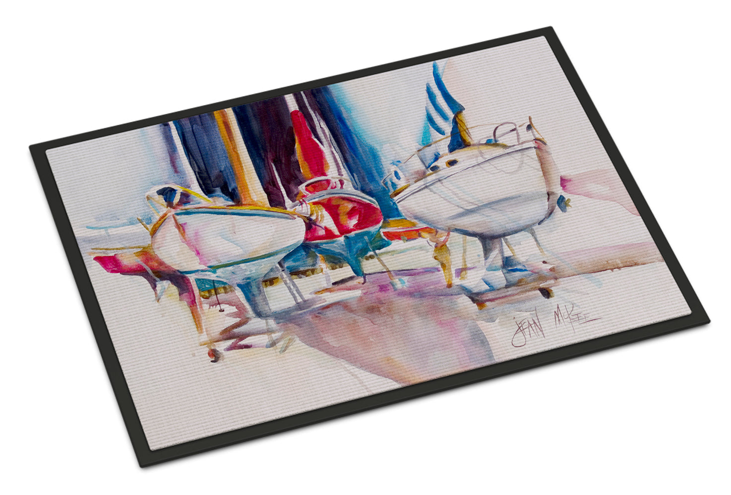 Sailboats in Dry Dock Doormat Indoor Outdoor 24H X 36W Front Door Mat Rugs for Entryway, Non Slip Washable Low Pile,
